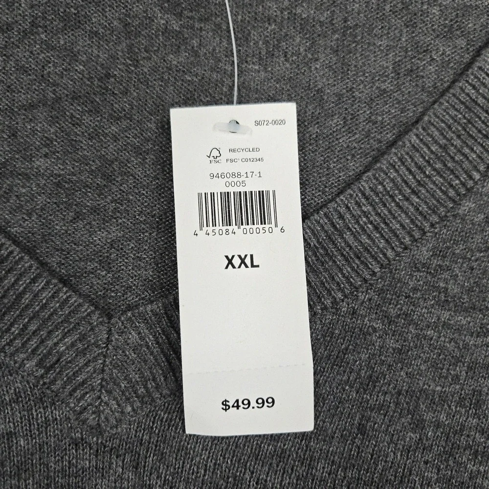 Banana‎ Republic Sweater Mens 2XL Gray V Neck Luxe Knit Pullover Lightweight